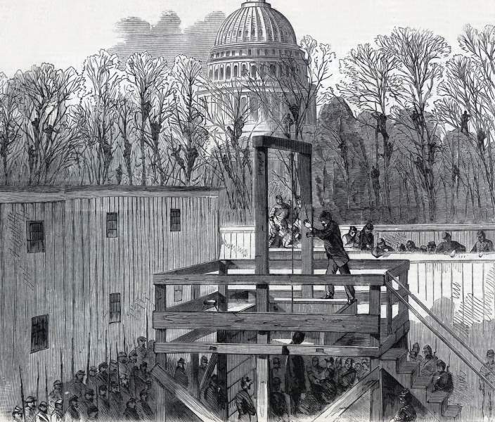 Wirz Execution, lowering the body, November 10, 1865, artist's impression