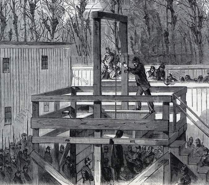 Wirz Execution, lowering the body, November 10, 1865, artist's impression, detail