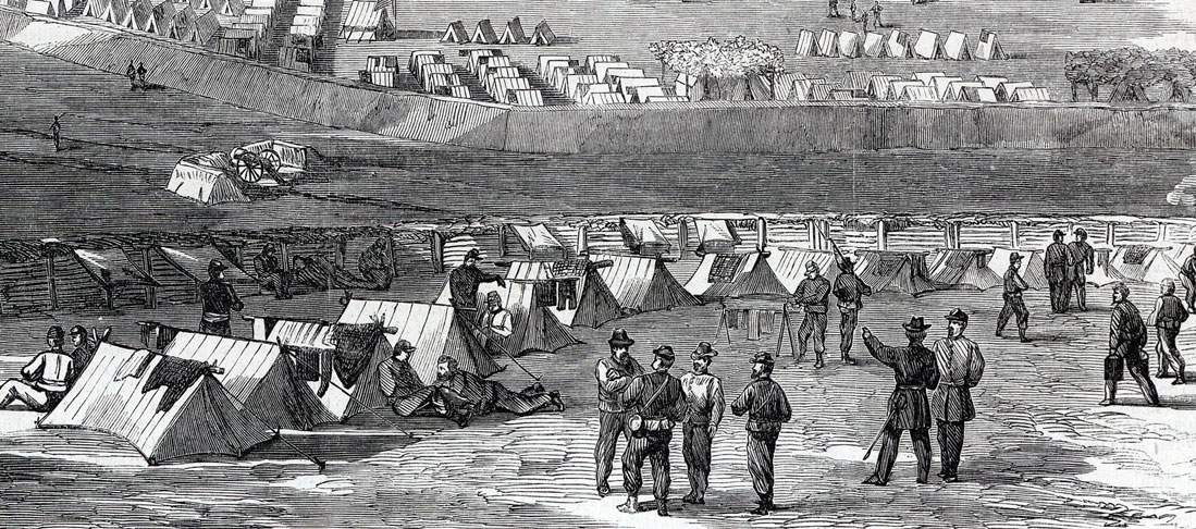 Union forts defending the Weldon Railroad, siege of Petersburg, Virginia, September 1864, artist's impression, detail