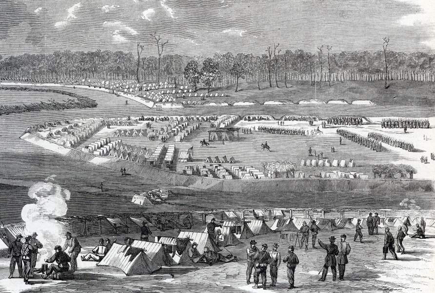 Union forts defending the Weldon Railroad, siege of Petersburg, Virginia, September 1864, artist's impression, zoomable image