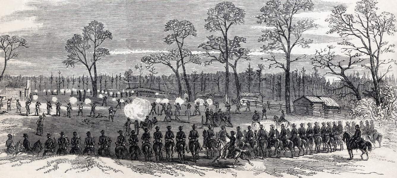 Battle of Wilson's Plantation, Louisiana, April 7, 1864, artist's impression, zoomable image