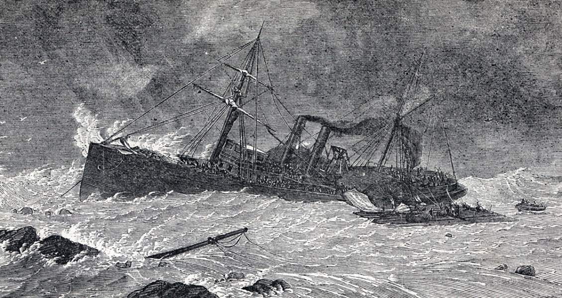 Wreck of the S.S. Golden Rule, Caribbean Sea, May 30, 1865, artist's impression, detail