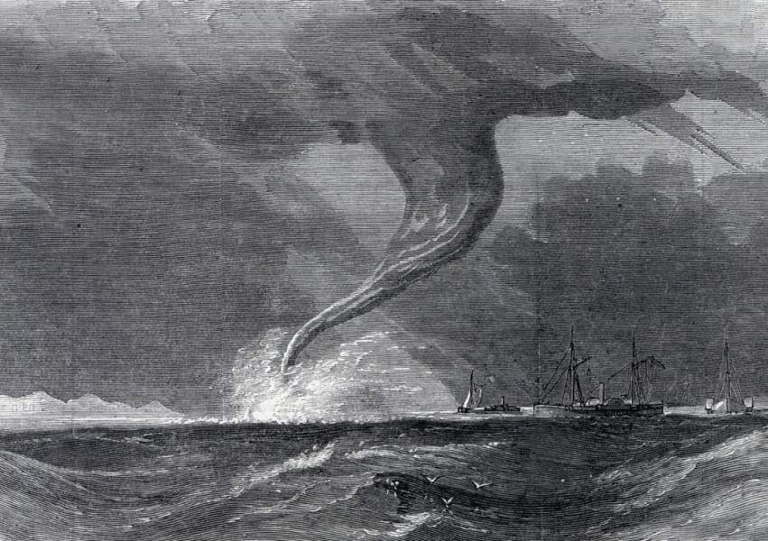 Waterspout in Albemarle Sound, North Carolina, August 3, 1864, artist's impression