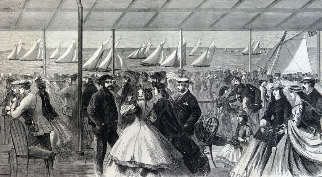 Annual Review, New York Yacht Club, June 19, 1866 , artist's impression