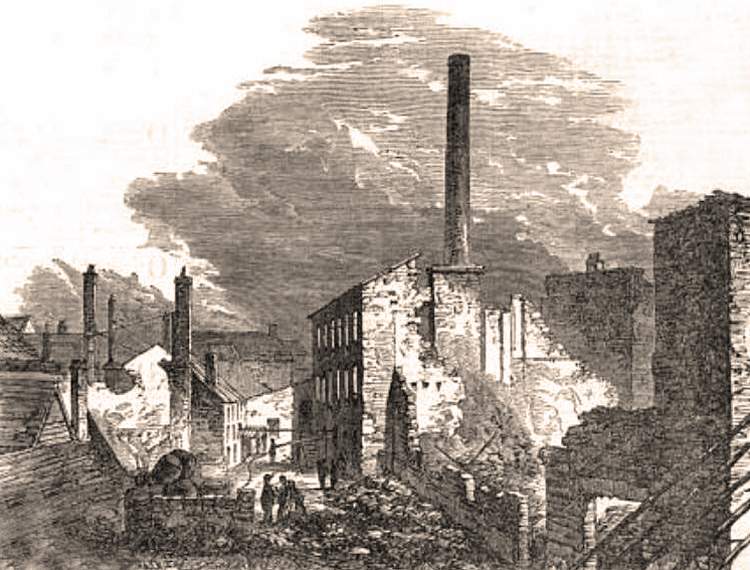Fire damage in York, England, April, 1863, artist's impression