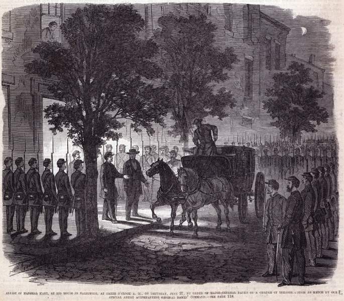 Arrest of Marshal of Police George P. Kane, Baltimore, Maryland, June 27, 1861, artist's impression