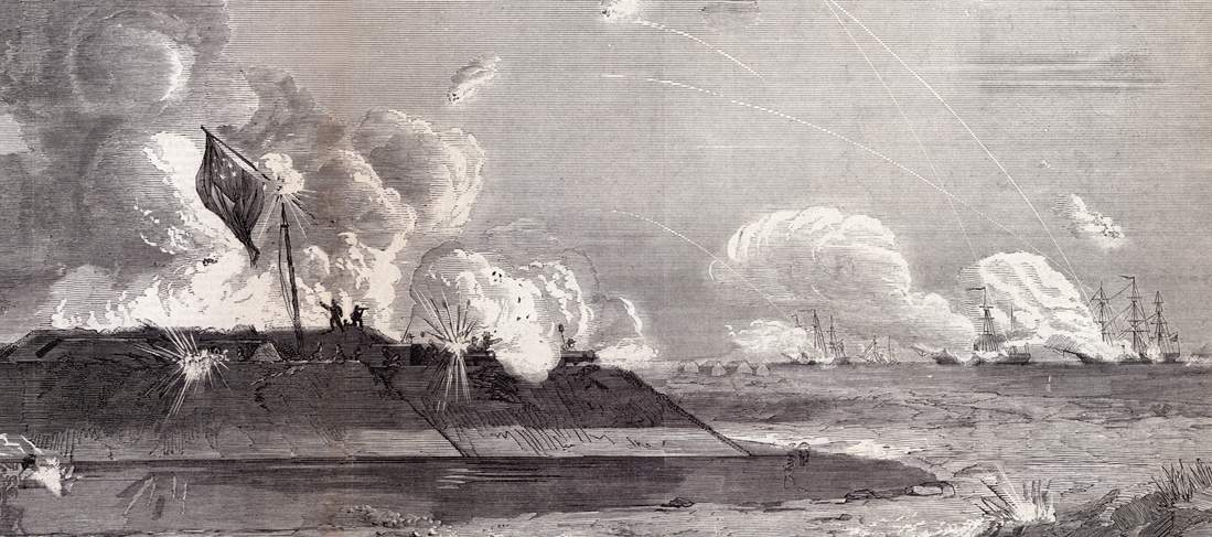 The Bombardment of Fort Hatteras, North Carolina, August 29, 1861, detail