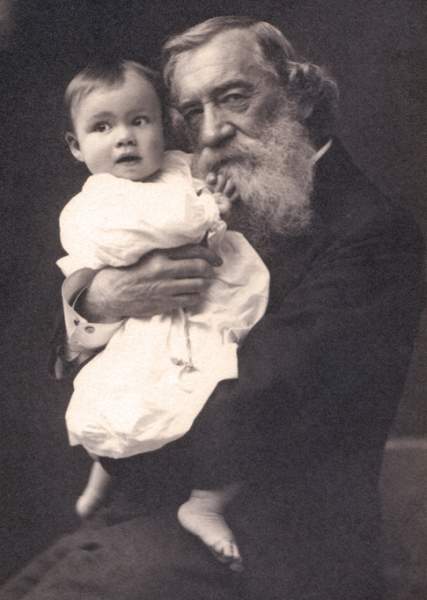 Moncure Daniel Conway, 1897, with his infant granddaughter (Mildred Conway Sawyer), detail