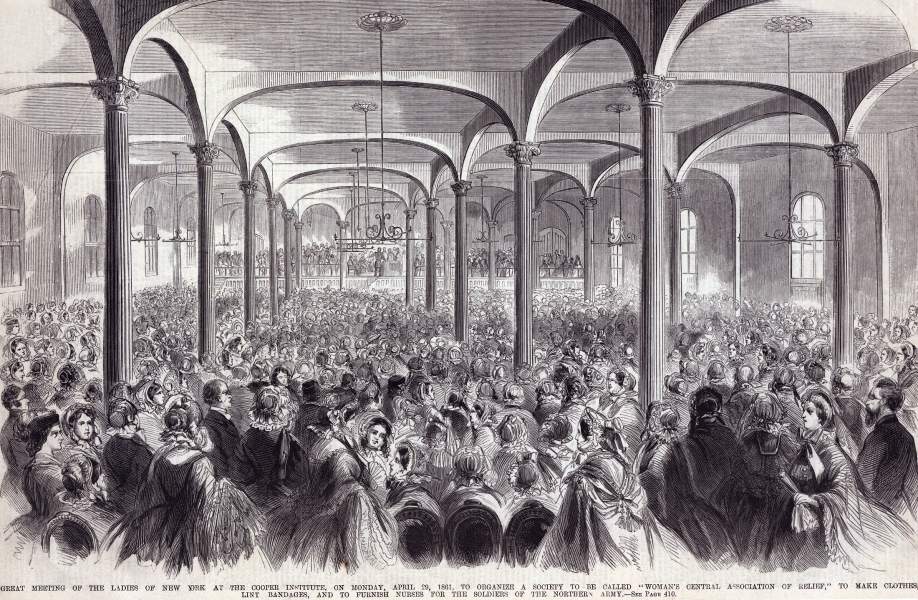 Woman's Central Association of Relief, first meeting, Cooper Union, New York, April 29, 1861, zoomable image