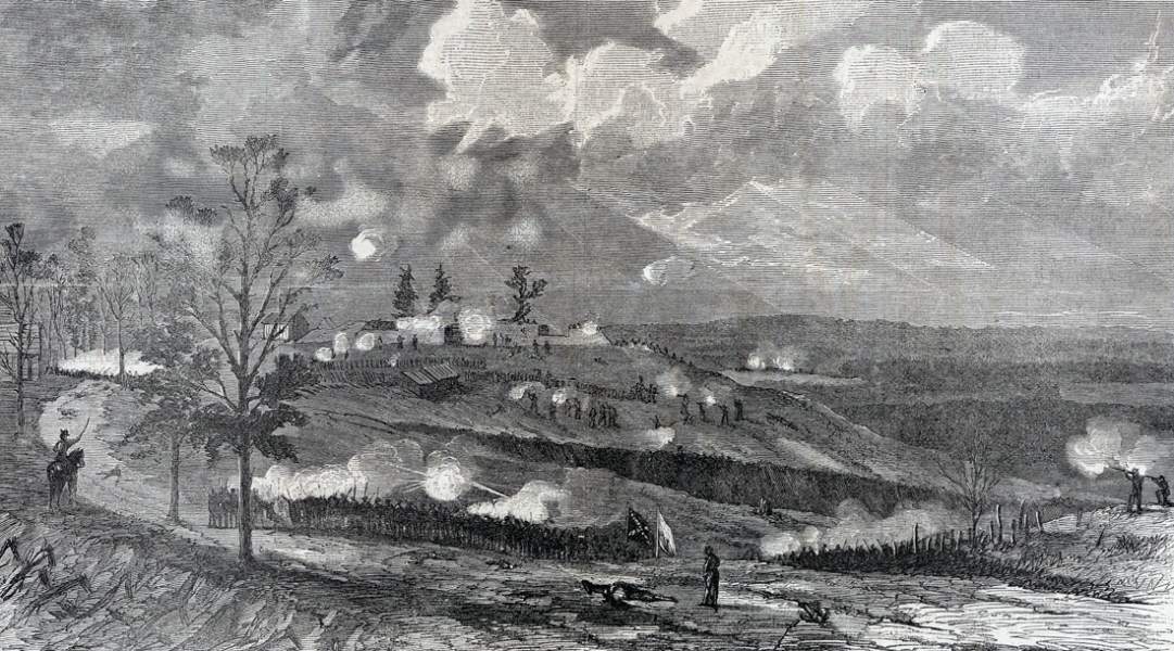 Confederate attack at Battle of Allatoona Pass, October 5, 1864, artist's impression