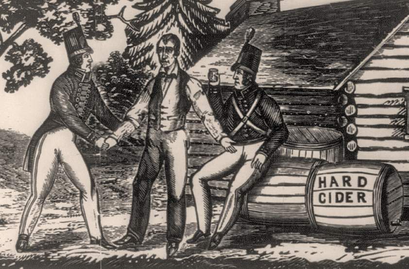 "Harrison & Tyler," election of 1840, woodcut, detail