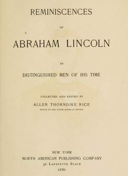 Reminiscences of Abraham Lincoln by Distinguished Men of His Time, Title Page