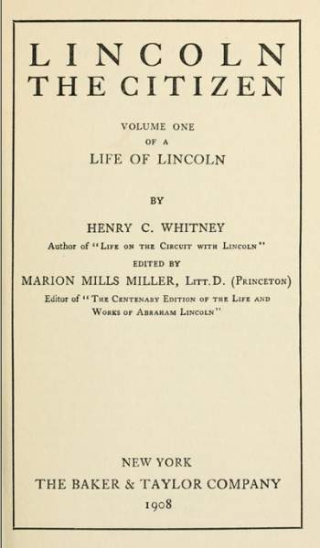 Lincoln the Citizen, Title Page