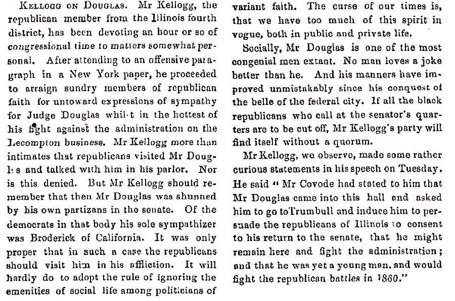 “Kellogg on Douglas,” Lowell (MA) Citizen & News, March 17, 1860