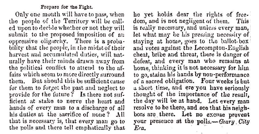 "Prepare for the Fight," Lawrence (KS) Herald of Freedom, July 17, 1858