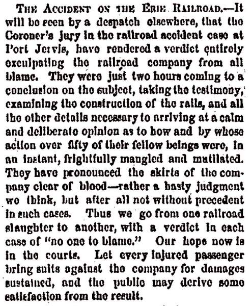 "The Accident on the Erie Railroad," New York Herald, July 18, 1858