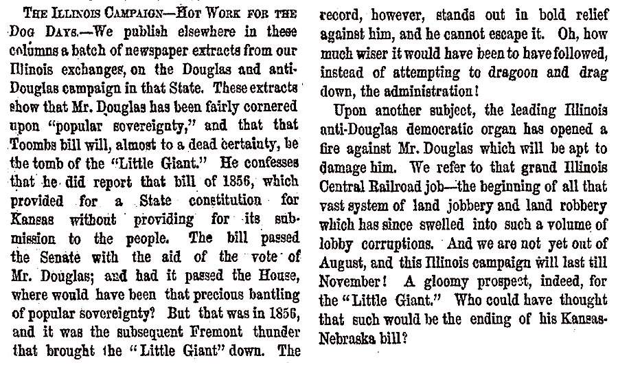 “The Illinois Campaign,” New York Herald, August 22, 1858