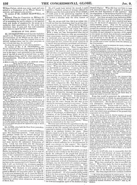 Debate Over Increase of the Army, House of Representatives, January 9, 1847 (Page 1)
