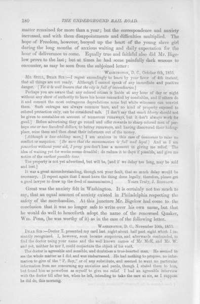 Jacob Bigelow (William Penn) to William Still, November 10, 1855 (Page 1)