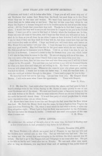 John Henry Hill to William Still, December 29, 1853 (Page 1)