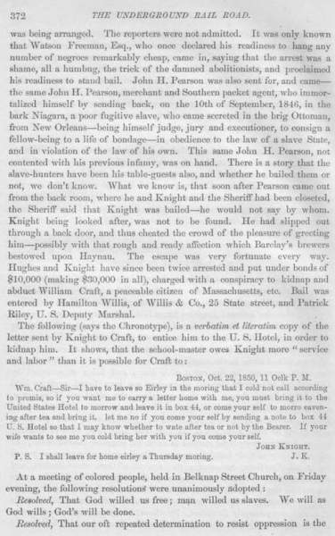 "Slave-Hunters in Boston," Boston (MA) Liberator, November 1, 1850 (Page 2)