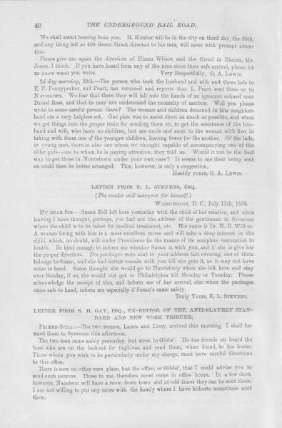 Ezra L. Stevens to William Still, July 11, 1858