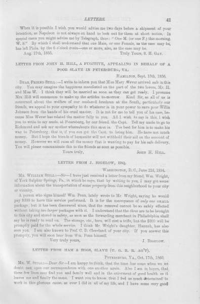 Ham & Eggs to William Still, October 17, 1860 (Page 1)