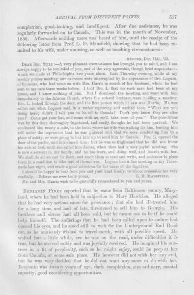 L. D. Mansfield to William Still, December 15, 1856