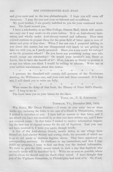 N. R. Johnston to William Still, September 1, 1855 (Page 2)