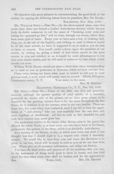 Mrs. M. Brooks to William Still, December 7, 1859 (Page 1)