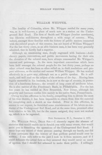 William Whipper to William Still, December 4, 1871 (Page 1)