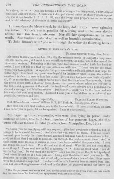 Frances Watkins Harper to Mary Ann Day Brown, November 14, 1859
