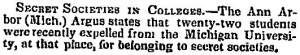 “Secret Societies in College,” Charleston (SC) Mercury, January 7, 1850