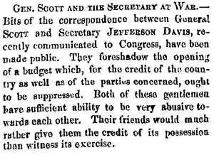 “Gen. Scott and the Secretary of War,” New York Times, February 5, 1857