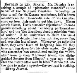 “Douglas in the Senate,” (Concord) New Hampshire Statesman, March 6, 1858