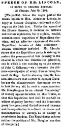 “Speech of Mr. Lincoln,” Bangor (ME) Whig and Courier, July 21, 1858