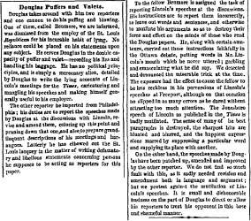"Douglas Puffers and Valets," Chicago (IL) Press and Tribune, September 20, 1858