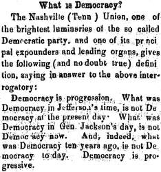 “What is Democracy?,” Ripley (OH) Bee, October 2, 1858