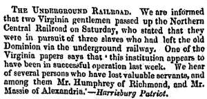 “The Underground Railroad,” Boston (MA) Liberator, October 8, 1858
