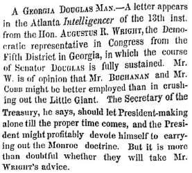“A Georgia Douglas Man,” New York Times, October 20, 1858