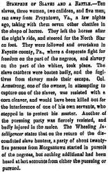 “Stampede of Slaves and a Battle,” Milwaukee (WI) Sentinel, November 12, 1858