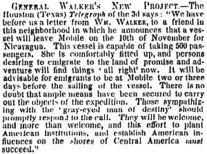 “General Walker’s New Project,” New York Times, November 16, 1858