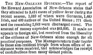 “The New Orleans Epidemic,” New York Times, December 19, 1858