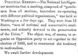 “Political Meeting,” Fayetteville (NC) Observer, December 24, 1858