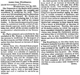 “Letter from Washington,” New Orleans (LA) Picayune, February 6, 1859