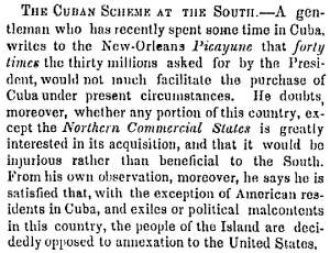 “The Cuban Scheme at the South,” New York Times, February 15, 1859