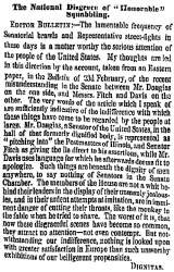 “The National Disgrace of “Honorable” Squabbling,” San Francisco (CA) Evening Bulletin, February 25, 1859