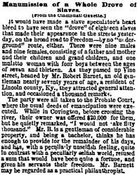 “Manumission of a Whole Drove of Slaves,” Chicago (IL) Press and Tribune, March 5, 1859