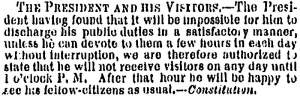 “The President and His Visitors,” New York Times, April 28, 1859