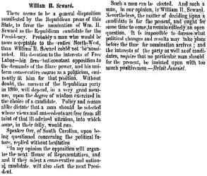 “William H. Seward,” Milwaukee (WI) Sentinel, June 18, 1859